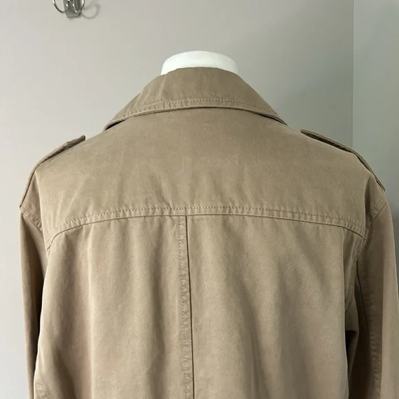BANANA REPUBLIC Twill Utility Military Jacket Khaki Tan Womens Sz L NEW